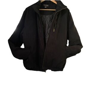 Montage Collection Black Faux Suede ZipUp Bomber Jacket With Pockets Size M